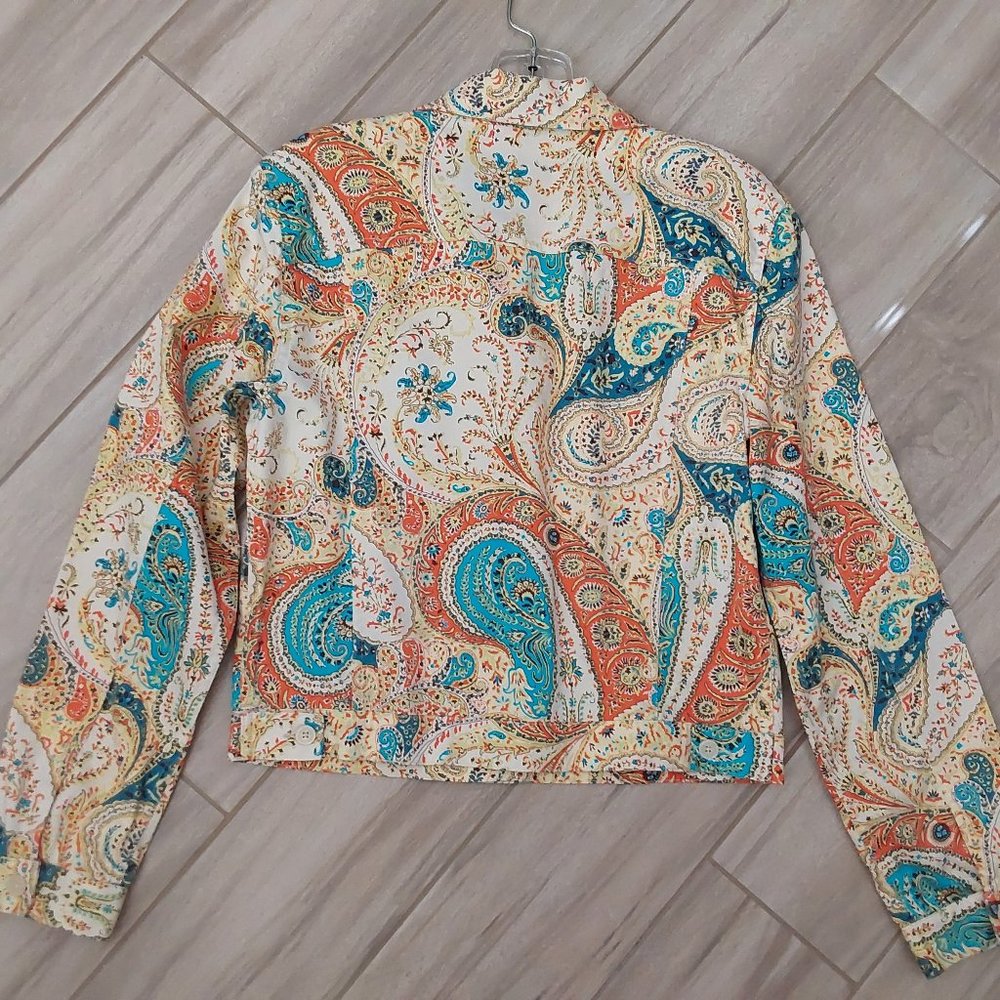 Peck And Peck Multi-Color Paisley Button Front Je… - image 3